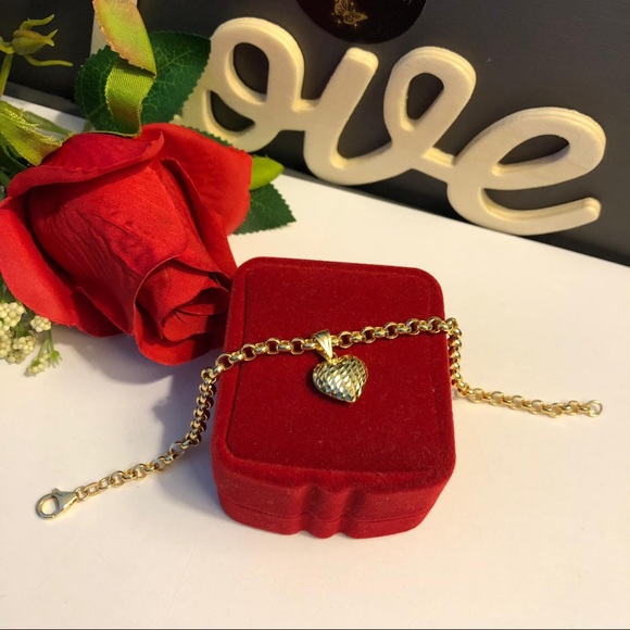 18K Real Gold Heart Bracelet